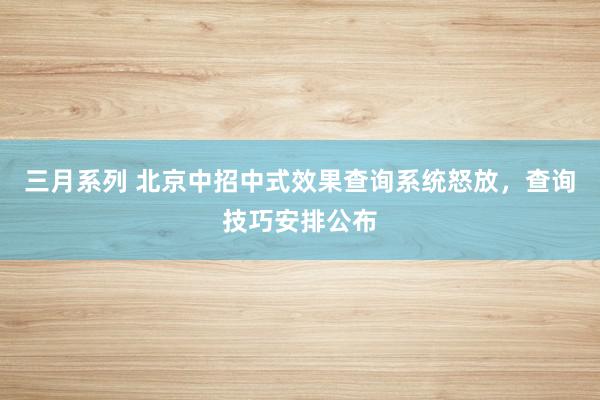 三月系列 北京中招中式效果查询系统怒放，查询技巧安排公布